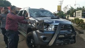 Kecdelakaan mobil Toyota Fortuner di Lampung Timur