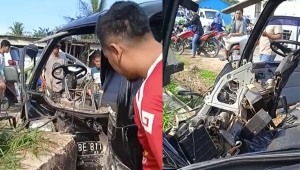 Mobil pikap kecelakaan di Way Kandis, Bandar Lampung
