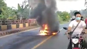 Motor terbakar di Lampung Timur