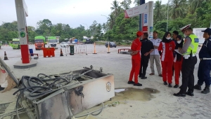 Kecelakaan di SPBU Rest Area Tol Lampung