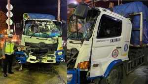 Kecelakaan truk di Tollgate Pelabuhan Bakauheni