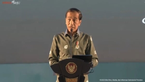 Presiden Joko Widodo (Jokowi) memberi sambutan saat puncak Peringatan Hari Pers Nasional (HPN) 2023