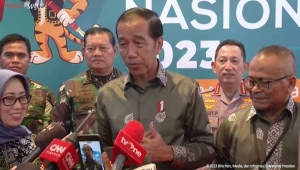 Presiden Jokowi saat diwawancarai Wartawan di sela-sela peringatan Hari Pers Nasional 2023
