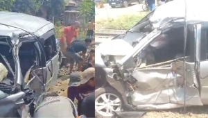 Mobil tertabrak kereta di Natar Lampung Selatan