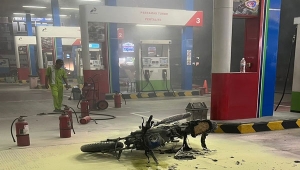 Motor Terbakar di SPBU Antasari Bandar Lampung