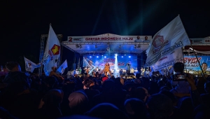 Suasana Konser Gebyar Indonesia Maju Prabowo-Gibran di Bangun Rejo, Lampung Tengah, Selasa (30/1/2024). (Foto: Istimewa)