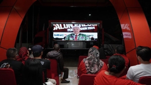 Nobar debat capres ketiga di Kantor DPD PDIP Lampung