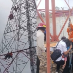 Wanita Panjat Tower BTS di Pesawaran Lampung