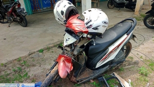 Kecelakaan motor Honda Beat vs pick up di Lampung Timur