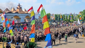 Demo tolak revisi UU Pilkada di DPRD Lampung