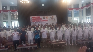 Acara pawai dan pembubaran kontingen Lampung PON XXI 2024 di Mahan Agung