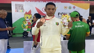 Atlet Sambo Lampung Ivan Bonaventura meraih medali perunggu PON XXI 2024