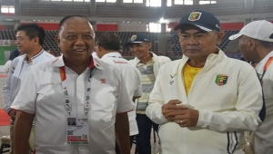Ketum KONI Pusat Marciano Norman dan Ketua Harian KONI Lampung Amalsyah Tarmizi