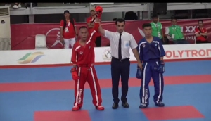 Atlet Kick Boxing Lampung menang atas atlet tuan rumah Sumut di PON XXI 2024