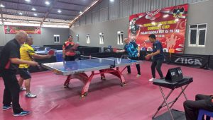Pertandingan eksibisi jelang final Turnamen Tenis Meja Danrem Cup 2024