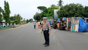 Kecelakaan 2 truk dan motor di Lampung Timur