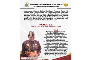 Kerajaan Adat Paksi Pak Sekala Brak Kepaksian Pernong Lampung Sampiakan Duka Atas Wafatnya Pieter