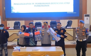 Polda Lampung Konferensi Pers Ungkap Kasus Pembunuhan di Natar Lampung Selatan