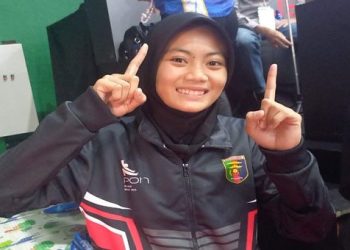 Pesilat Purti Lampung Riski Enjel Pinata meraih medali emas PON Beladiri 2025