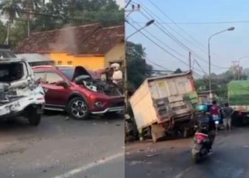 Kecelakaan Beruntun di Pesawaran Lampung