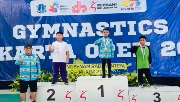Atlet Aerobik dari HAGC Lampung Muhammad Evano Faeyza meraih emas di Gymnastic Jakarta Open 2026